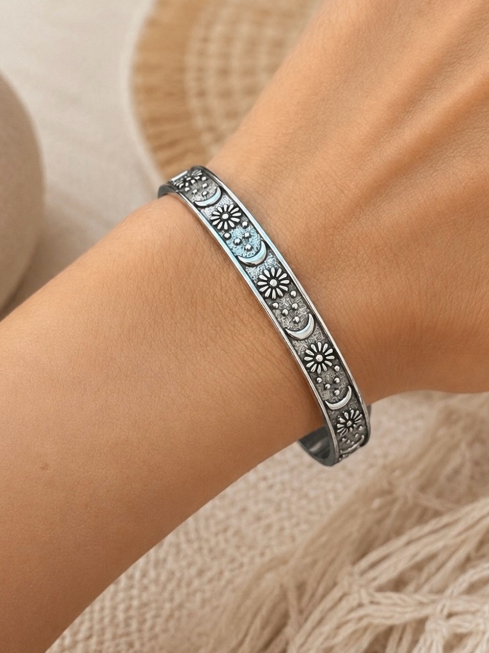 Silver plated  Open Cuff Bracelet - 7 inch